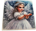 Beautiful Christmas Wintry Angel on Glass. 8" x 8".