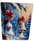 Gorgeous Christmas Bells on Glass with Stand. 6" x 8"