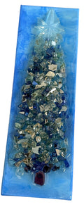 Beautiful Crushed Glass Christmas Tree on Painted Canvas. 4" x 12" x 1.5"