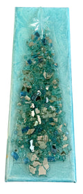 Beautiful Crushed Glass Christmas Tree on Painted Canvas. 4" x 12" x 1.5"