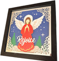 Christmas Angel "Rejoice" Shadow Box 9" x 9". Choice of Frame Color.