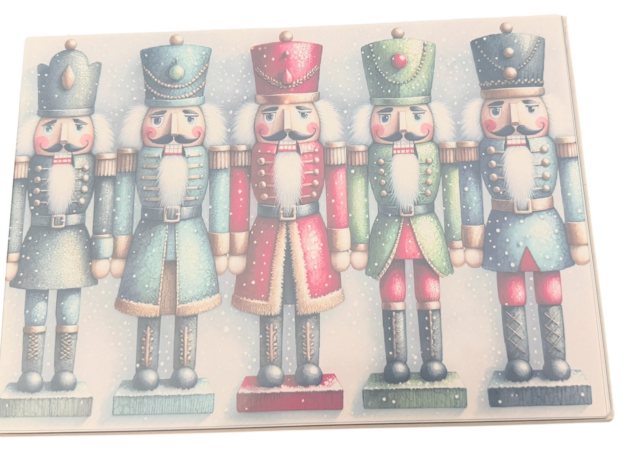 Christmas Nutcracker Theme Tempered Glass Cutting Board. 11" x 8"
