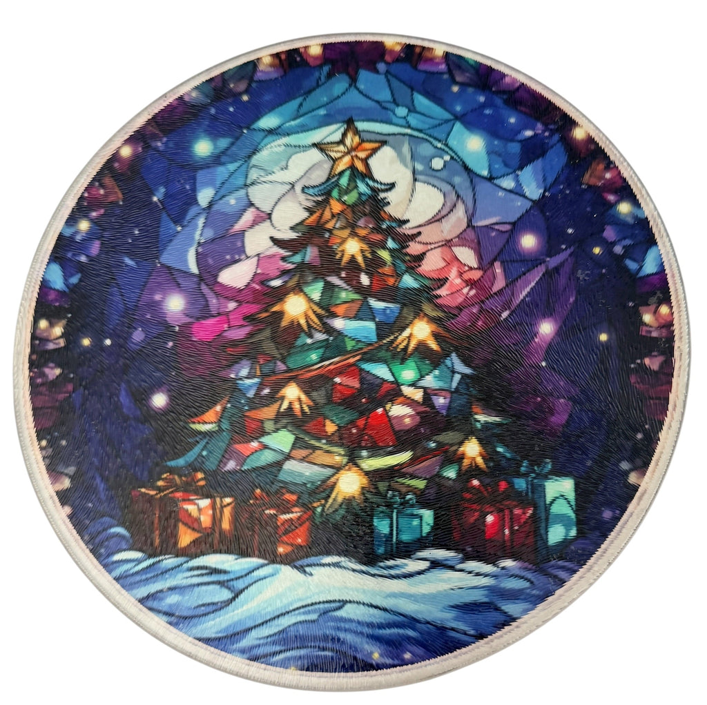 Round Christmas Tree Tempered Glass Cutting Board and Home Decor 8"
