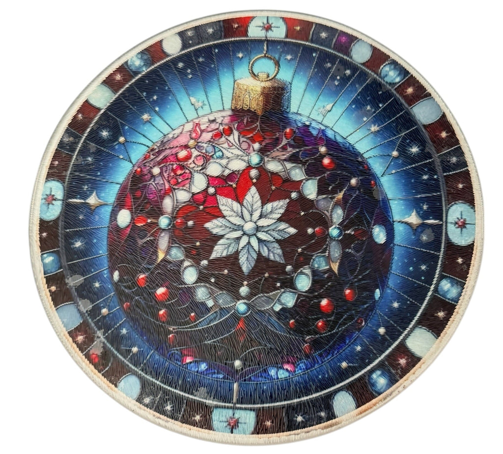 Christmas Ornament Tempered Glass Cutting Board and Home Decor. 8"