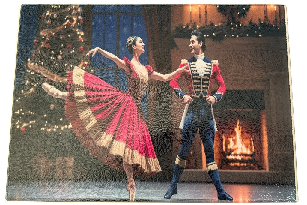 New Christmas Nutcracker Theme Tempered Glass Cutting Board. 11" x 8"
