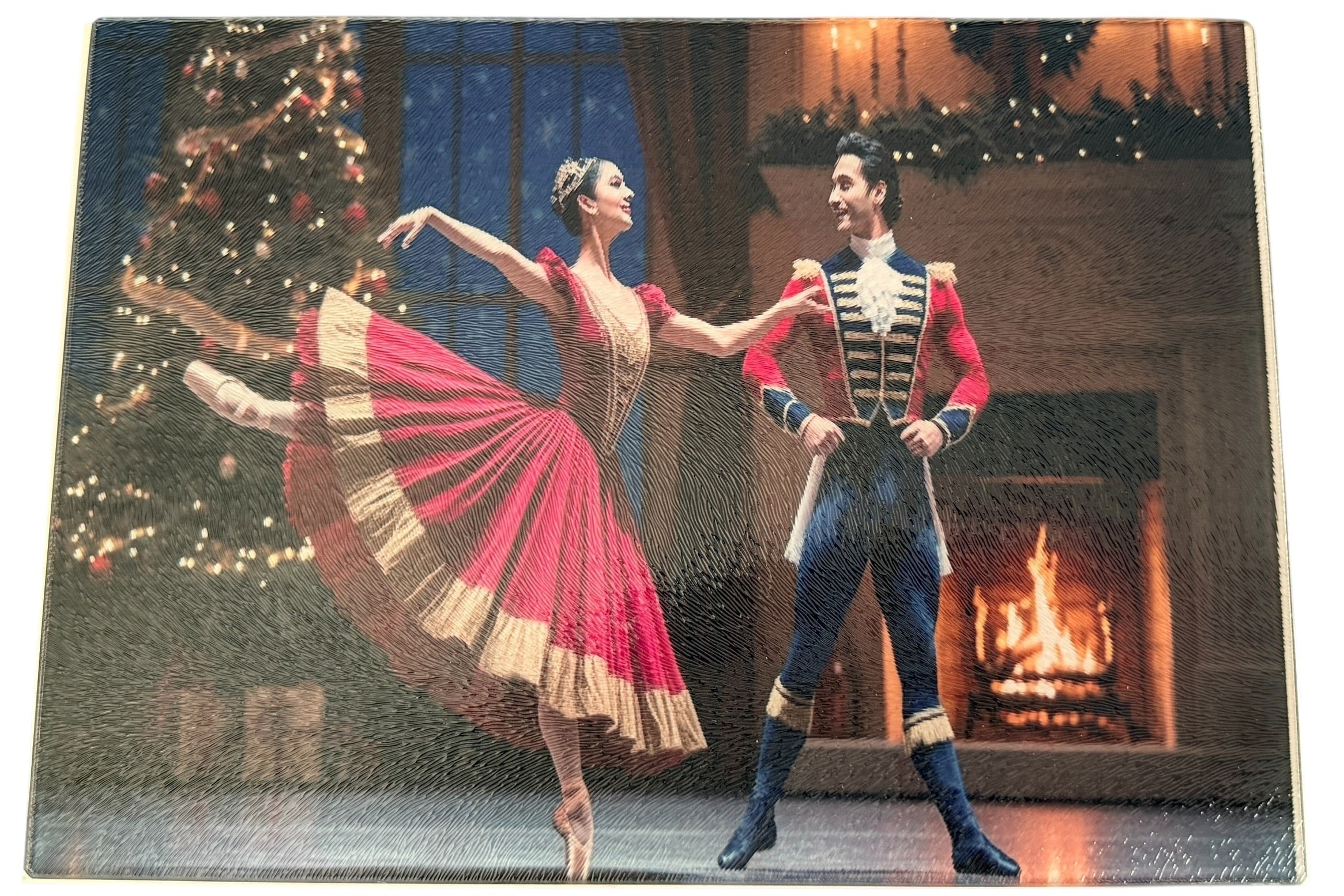 New Christmas Nutcracker Theme Tempered Glass Cutting Board. 11" x 8"