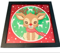 New Christmas Rudolph the Reindeer Shadow Box. 9" x 9". Choice of Frame Color
