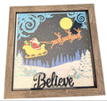 New Believe Santa and Reindeer Shadow Box 9" x 9". Choice of Frames