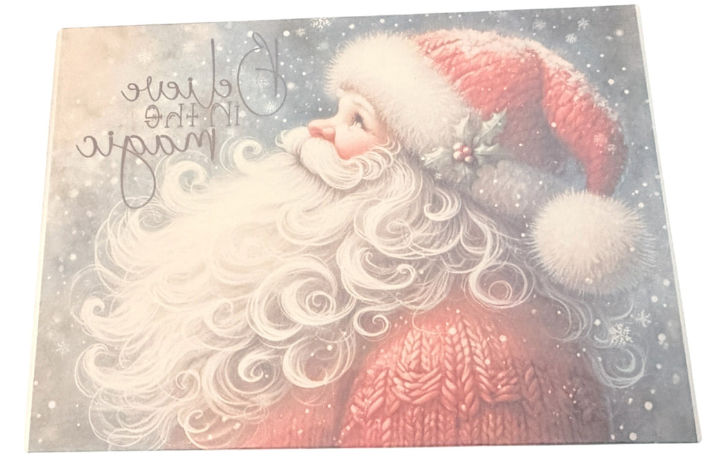 New Fabulous Santa "Believe In The Magic" Tempered Glass Cutting Board.  11" x. 8"