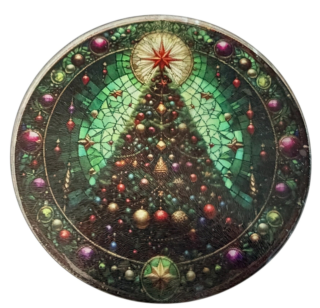 New Christmas Tree Tempered Glass 8" Cutting Board.  Textured Surface