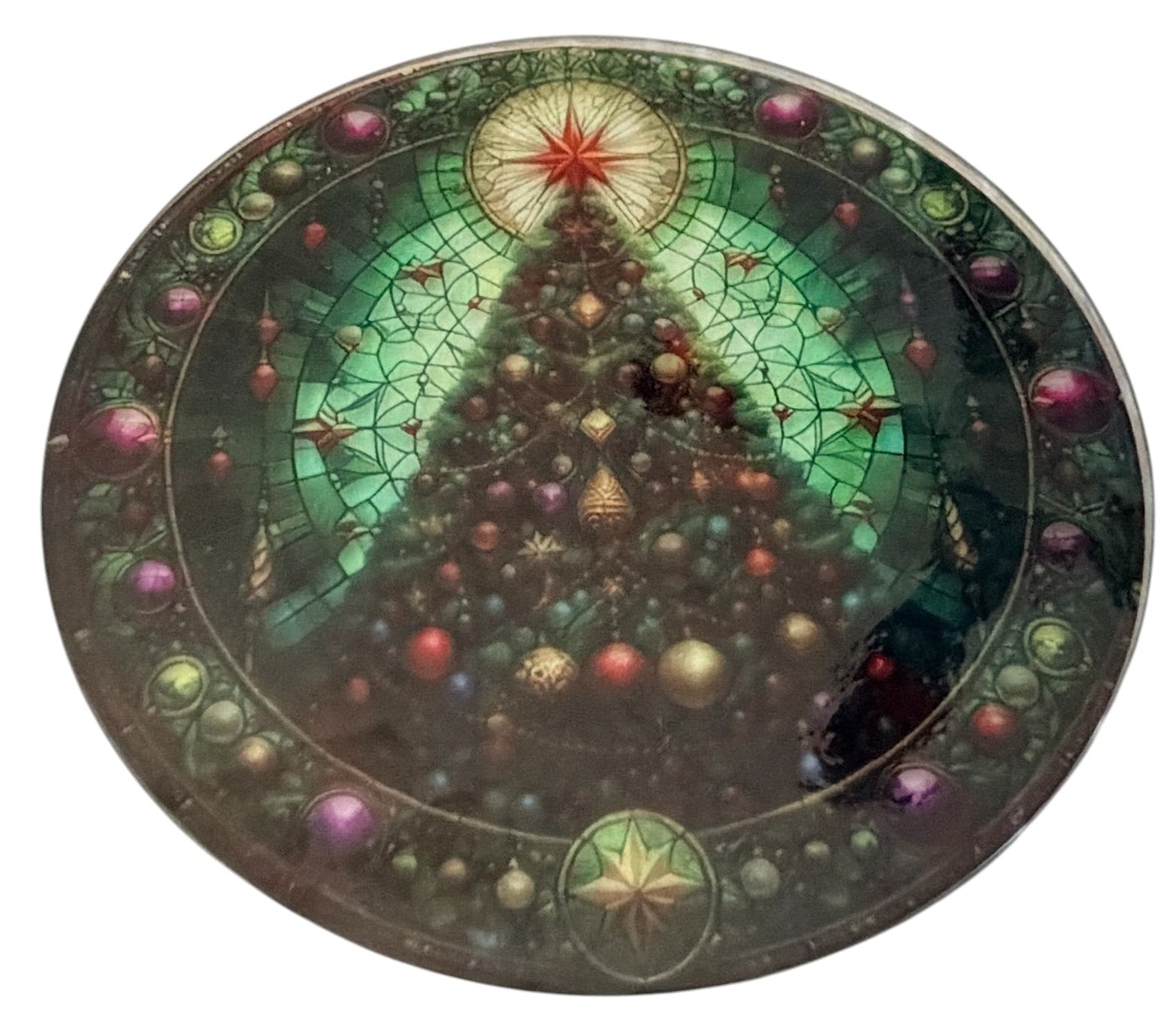 New Christmas Tree Tempered Glass 8" Cutting Board.  Textured Surface