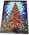 New Beautiful Christmas Tree Tempered Glass Cutting Board. 8" x 11"