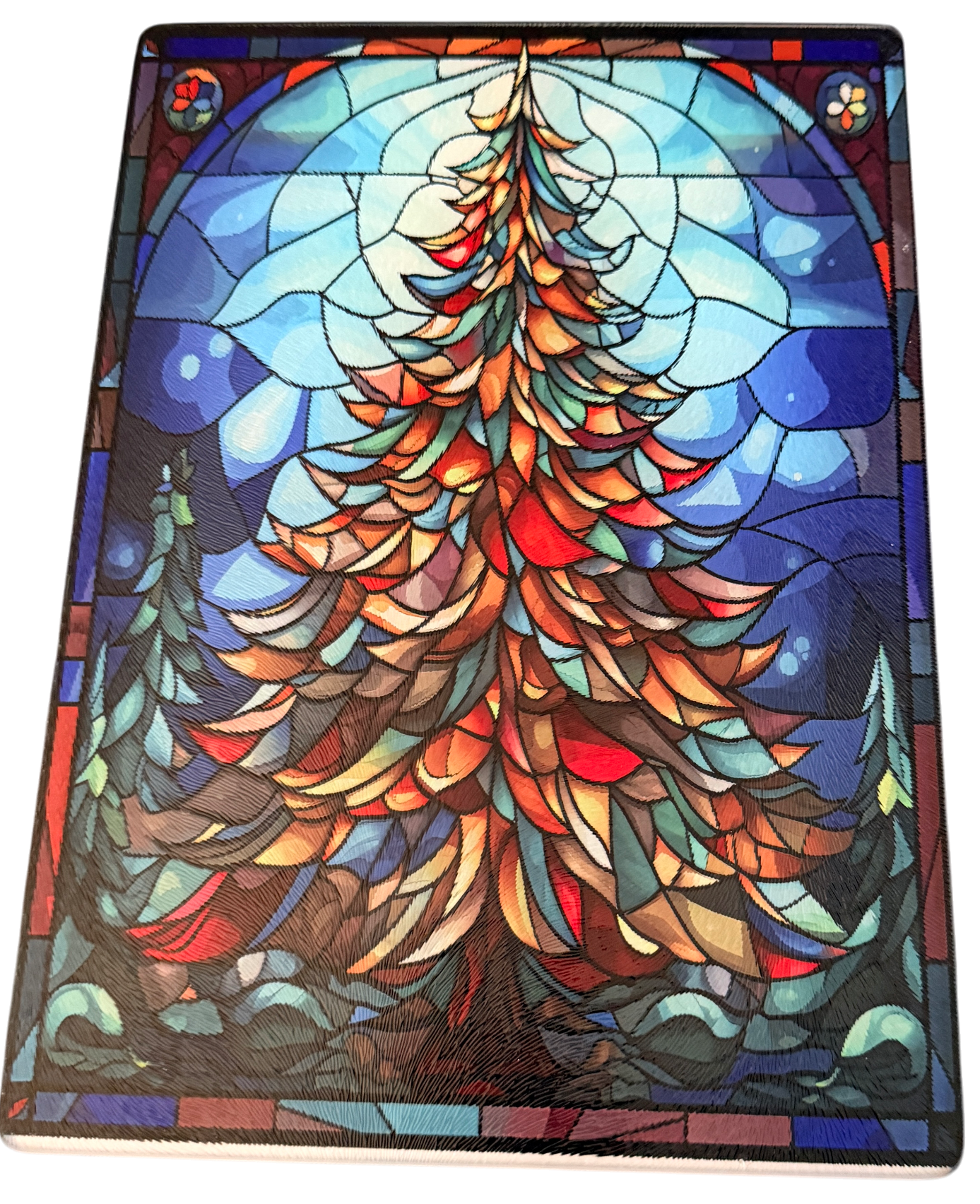 New Beautiful Christmas Tree Tempered Glass Cutting Board. 8" x 11"