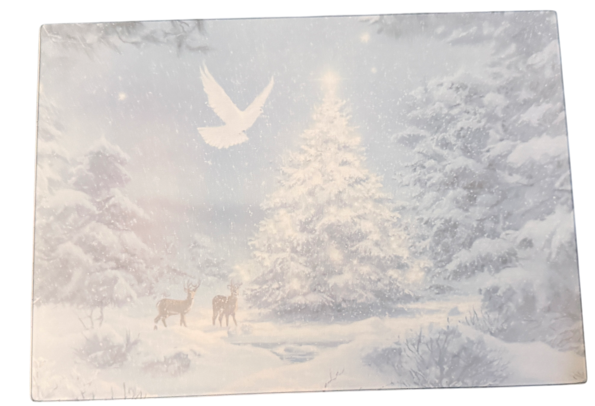 New Fun Wintry Scene Tempered Glass Cutting Board. 11" x 8"