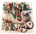 New Glass Christmas Design with Sleigh and Presents. 8" x 8"