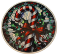 Fun Christmas Candy Cane Tempered Glass Cutting Board. 9" Round