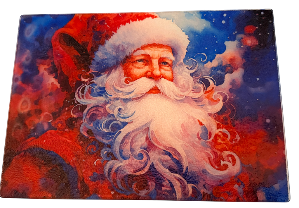New Wonderful Santa Claus Tempered Glass Cutting Board.  11" x 8"
