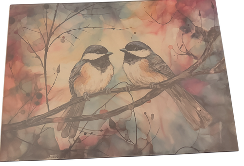 Beautiful Bird Theme Tempered Glass Cutting Board.