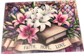 New "Faith, Hope, Love" Theme on Tempered Glass Cutting Board.  11" x 8"