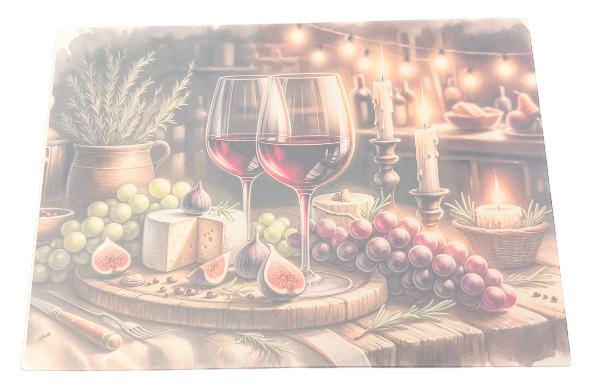 New Wine Theme Tempered Glass Cutting Board & Home Decor. 11" x 8"