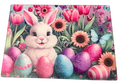 New Easter Bunny & Eggs Theme on Tempered Glass Cutting Board. 11" x 8"