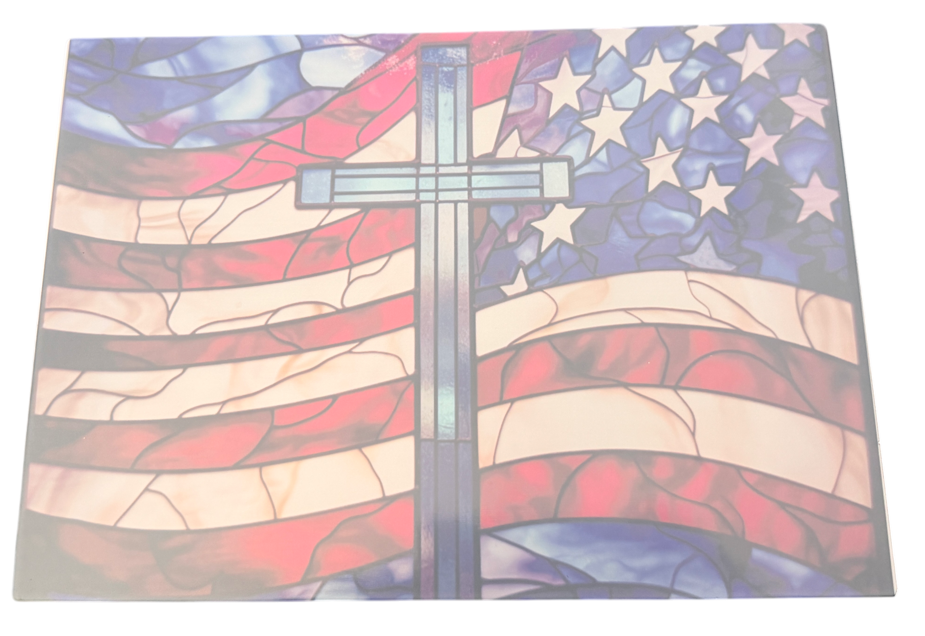 Patriotic Theme Tempered Glass Cutting Board & Home Decor. 11" x 8"