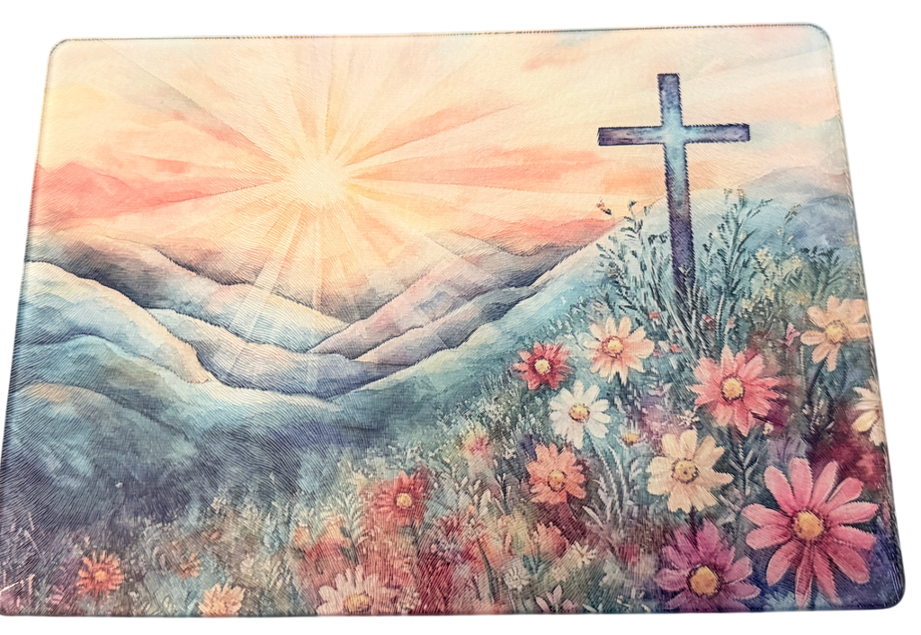 New Faith Inspired Tempered Glass Cutting Board. 11" x 8"