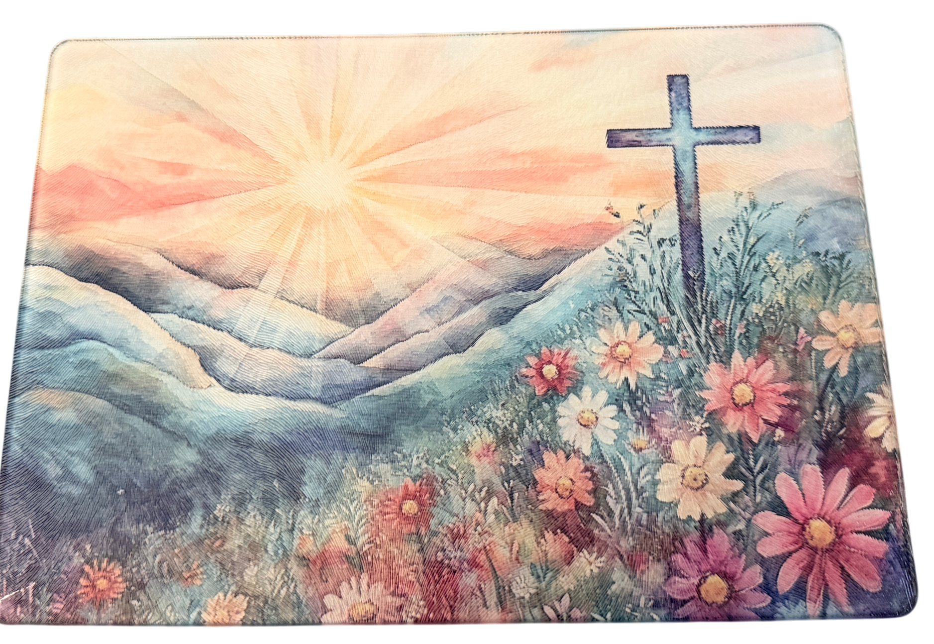 New Faith Inspired Tempered Glass Cutting Board. 11" x 8"