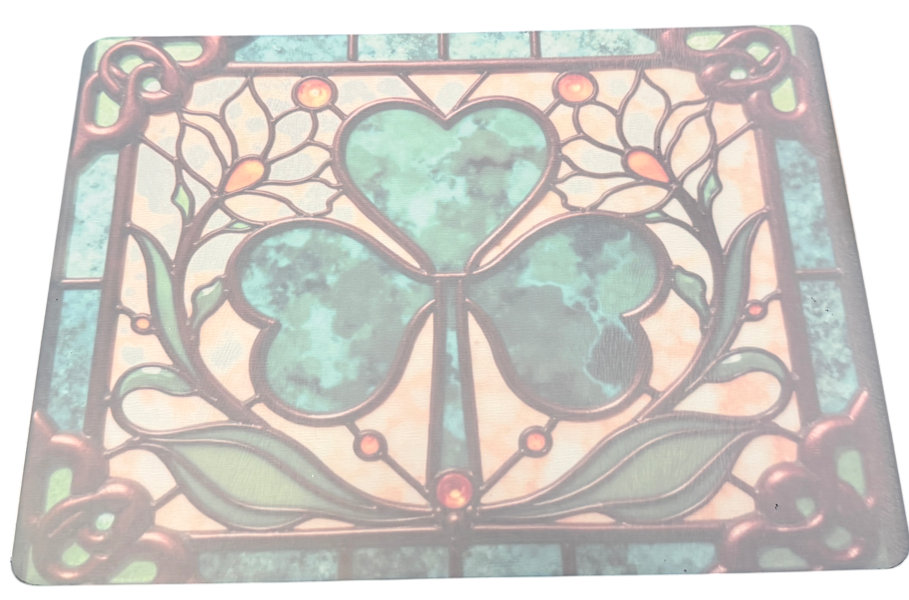 New Irish Shamrock Tempered Glass Cutting Board & Home Decor. 11" x 8"
