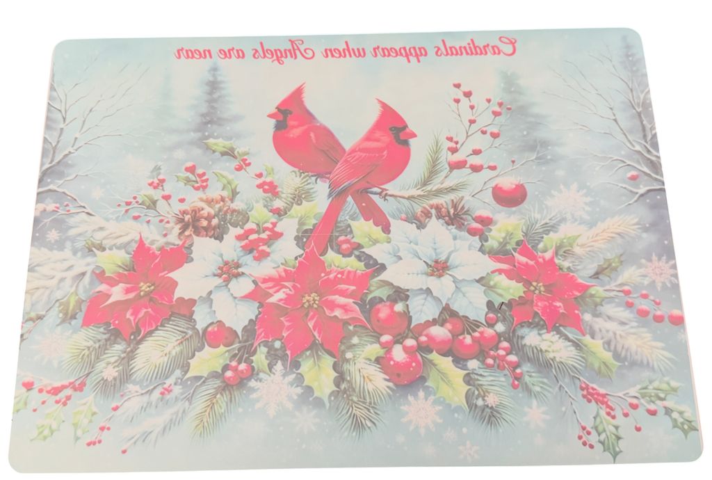 New "Cardinals Appear When Angels are Near" on Tempered Glass Cutting Board. 11" x 8"