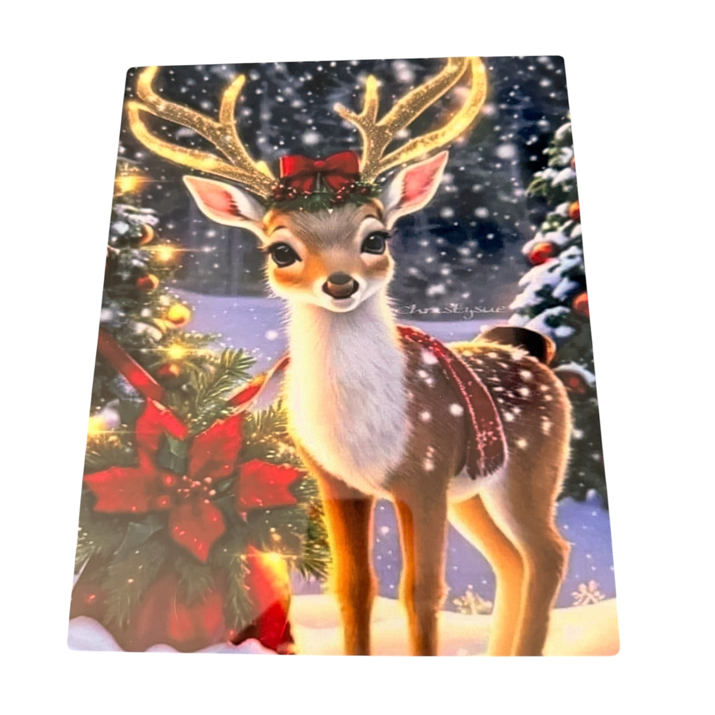 New Christmas Deer Printed on Aluminum. Ready to be Framed. 8" x 10"