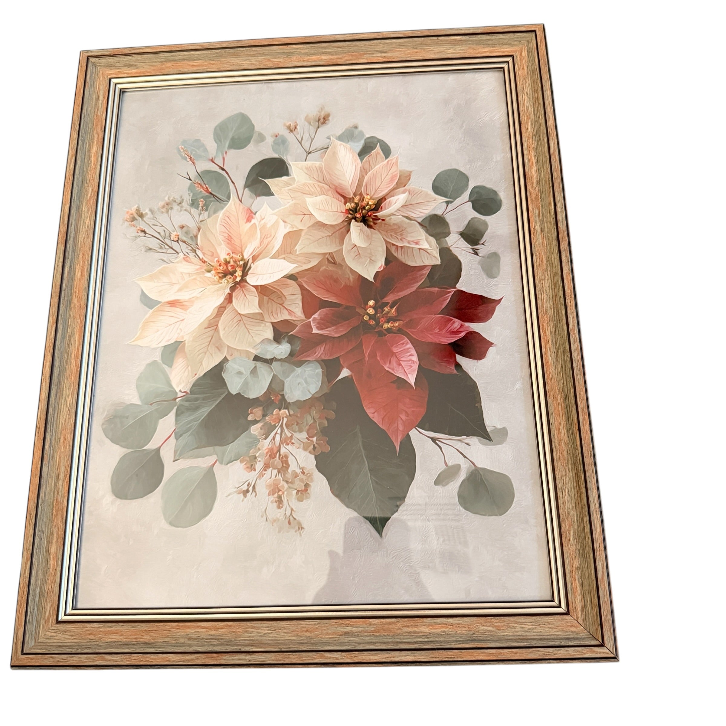 New Christmas Poinsettia Photo Printed on Aluminum. Choice of Frame.