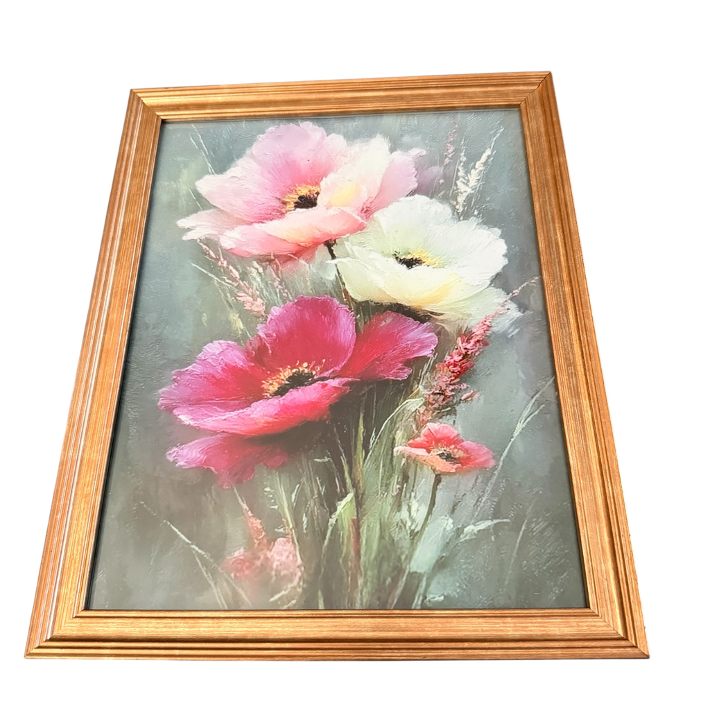 New Beautiful Floral Photo Framed 9.5" x 12". Ready to Put on Your Wall.