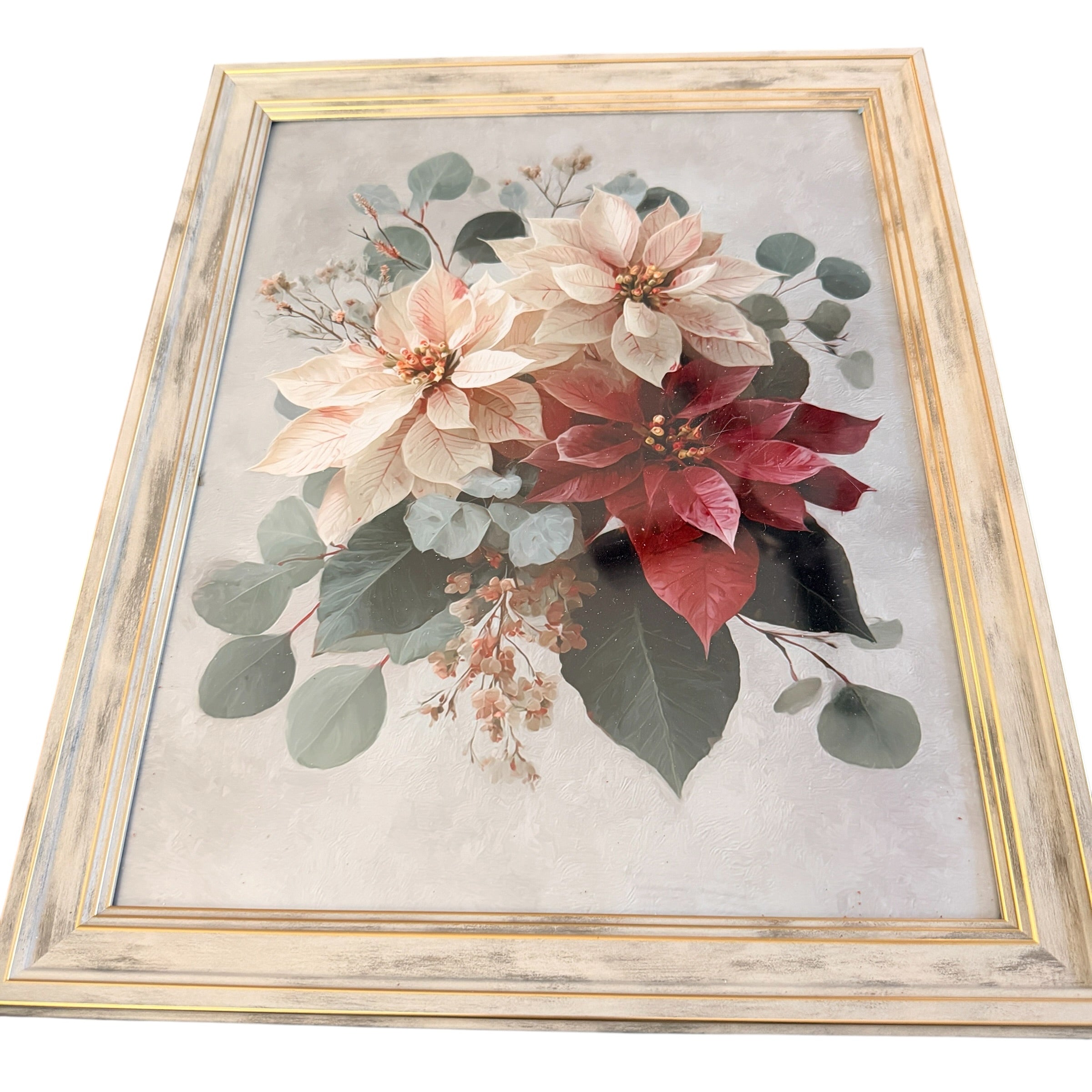 New Christmas Poinsettia Photo Printed on Aluminum. Choice of Frame.