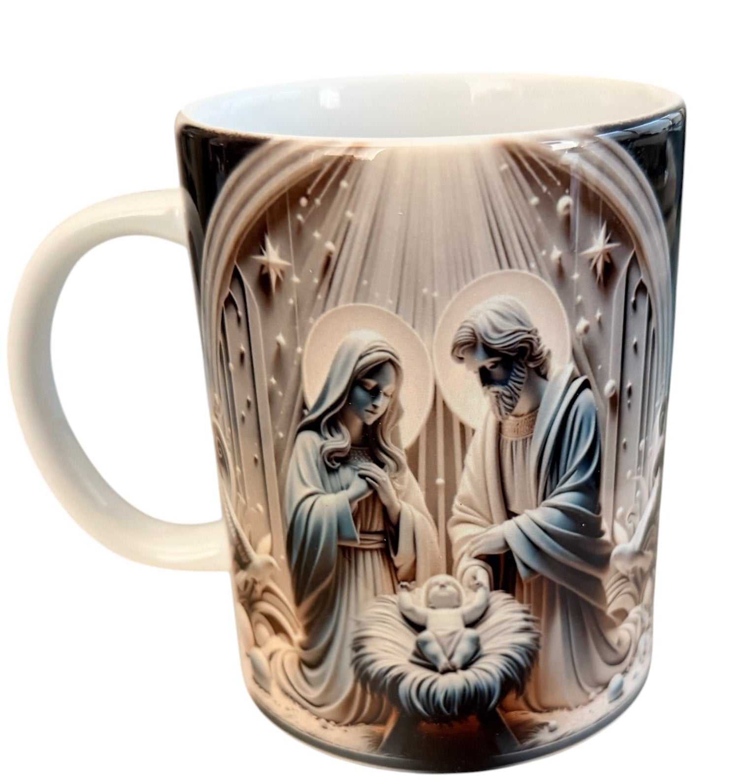New 15oz Coffee Mug with Nativity Scene. Choice of Mug Alone or Gift Set.