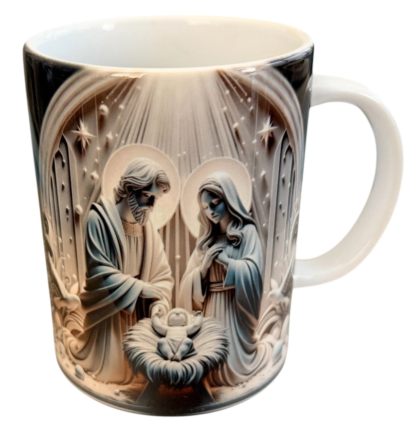 New 15oz Coffee Mug with Nativity Scene. Choice of Mug Alone or Gift Set.