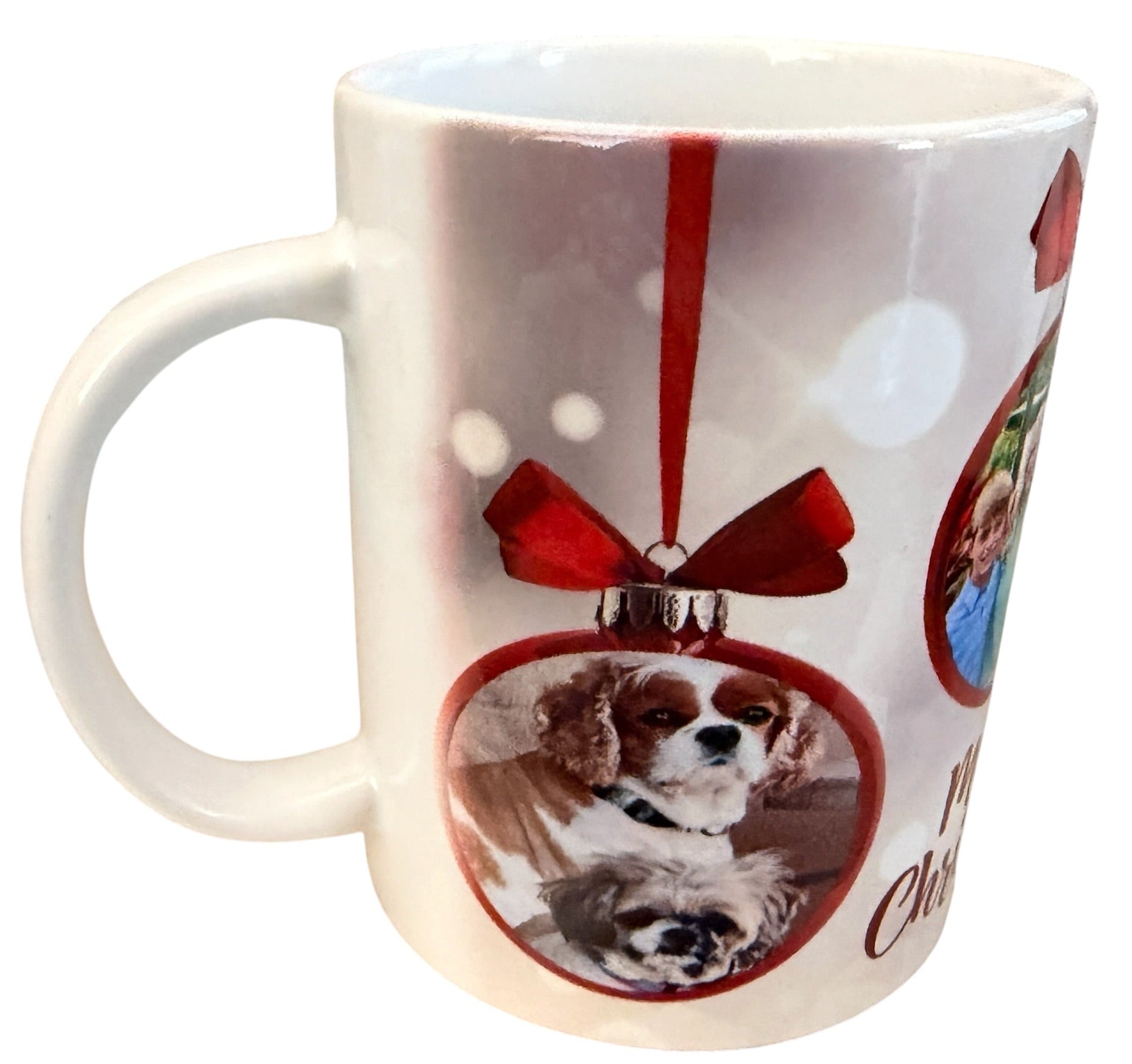 New Custom Christmas Ornament 4-Photo Mug.  Great Gift.