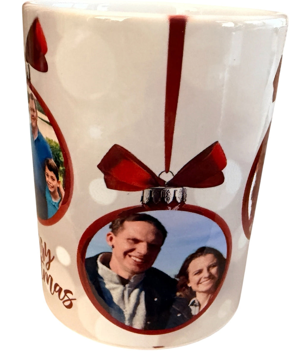 New Custom Christmas Ornament 4-Photo Mug.  Great Gift.