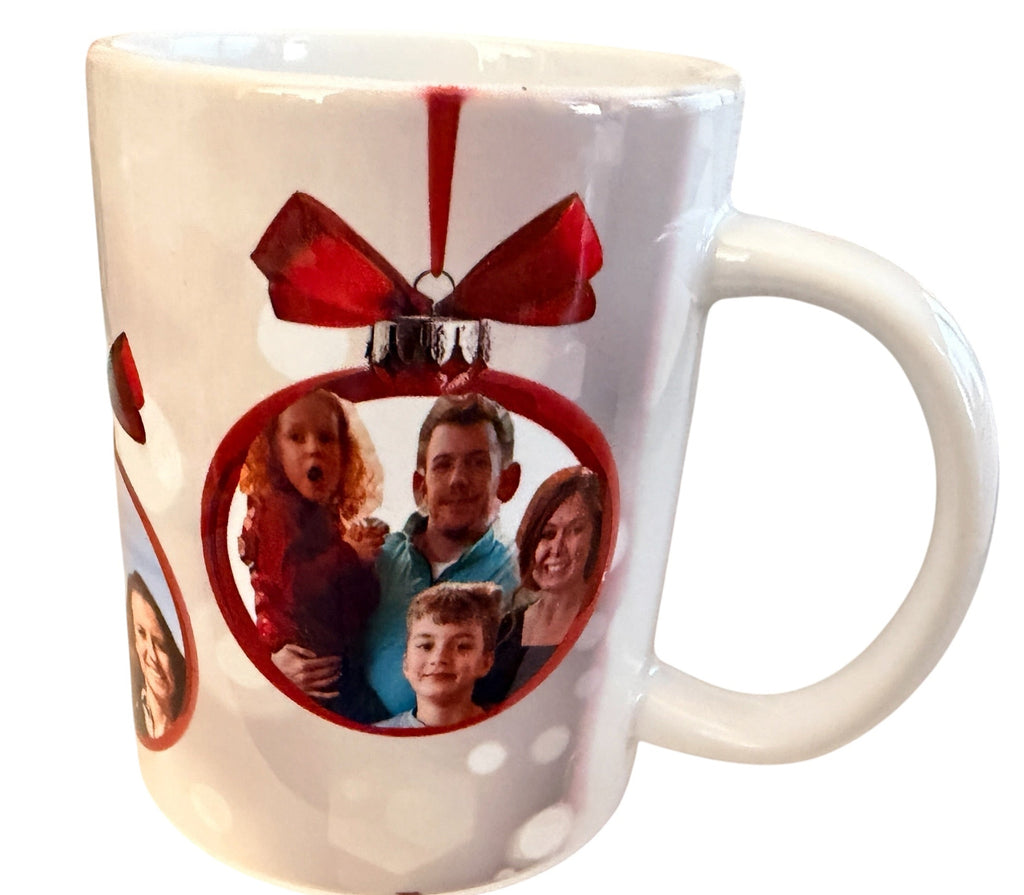 New Custom Christmas Ornament 4-Photo Mug.  Great Gift.