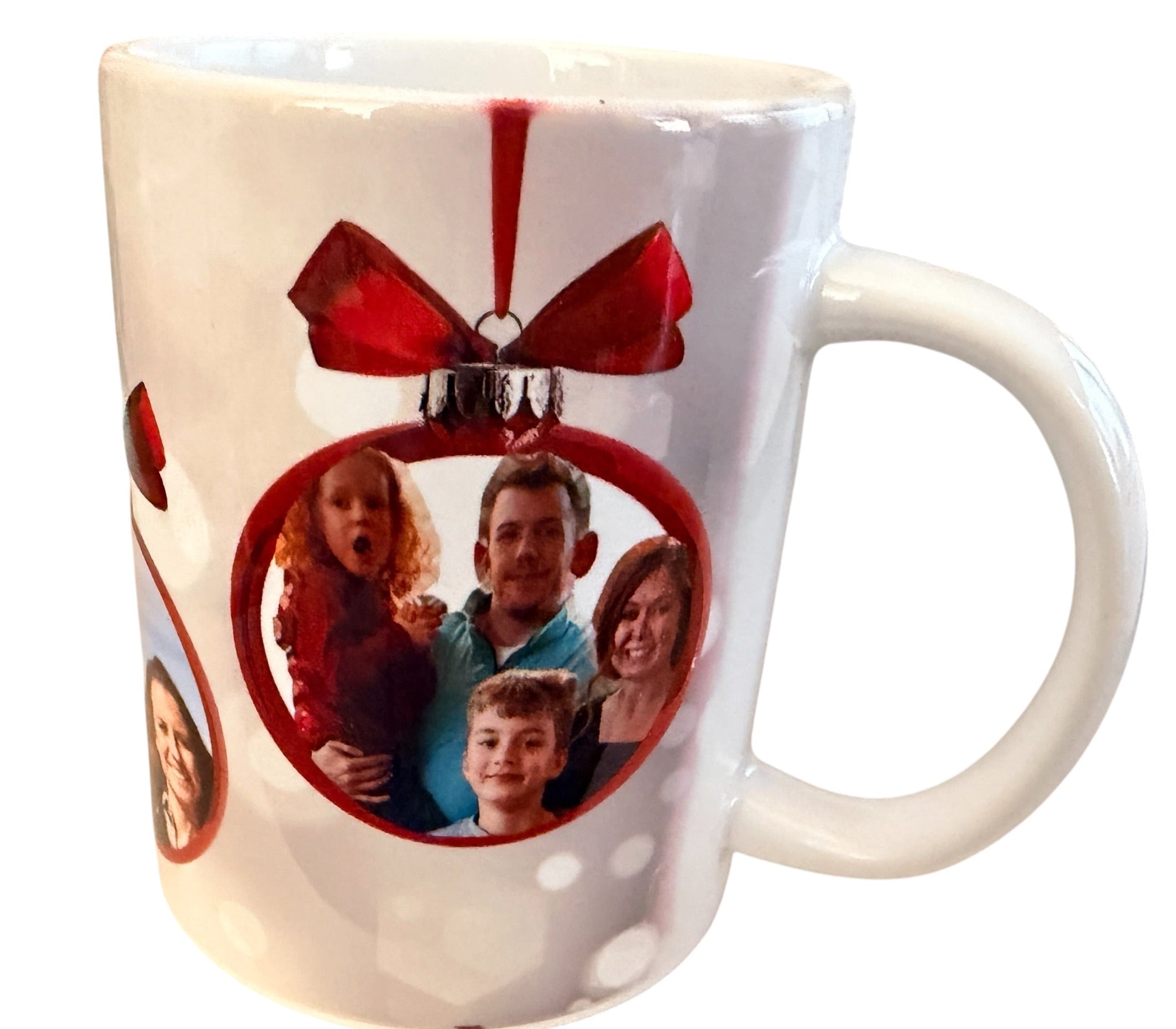 New Custom Christmas Ornament 4-Photo Mug.  Great Gift.