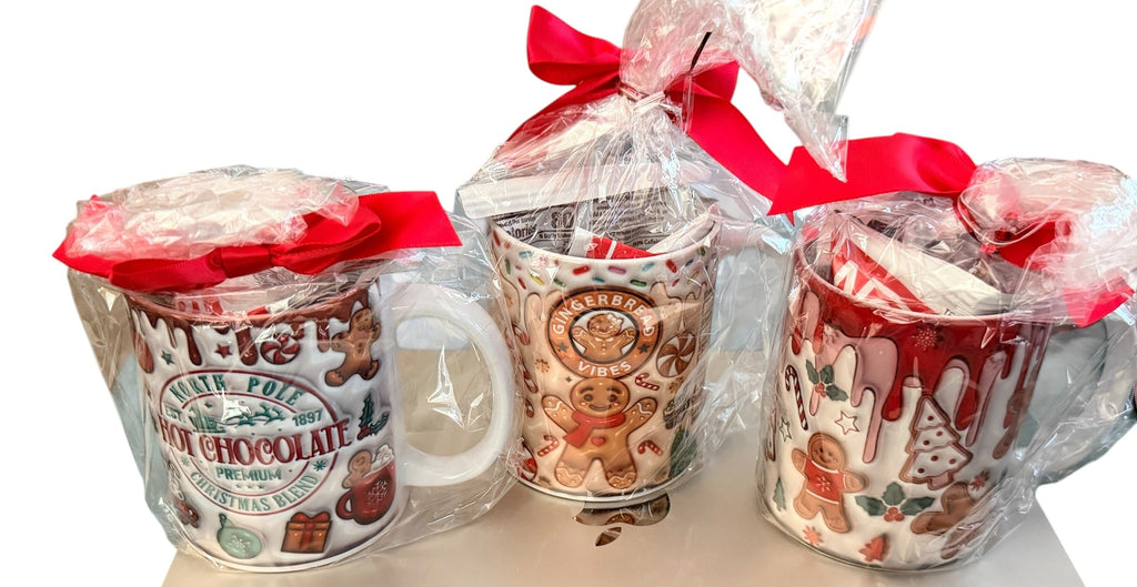 Hot Chocolate Mugs for Kids 12oz with 2 Nestle Cocoa Packets. Choice of 3