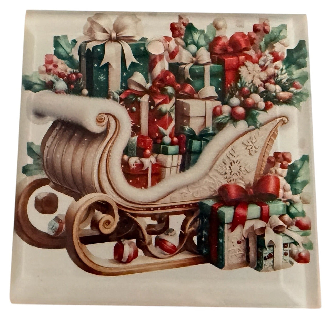 New Beautiful  Square Glass Christmas Tree Ornaments.  Your Choice of 6