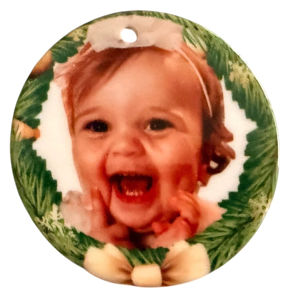 Ceramic 3" Round Ornaments. One Can Be Customized With Photo.