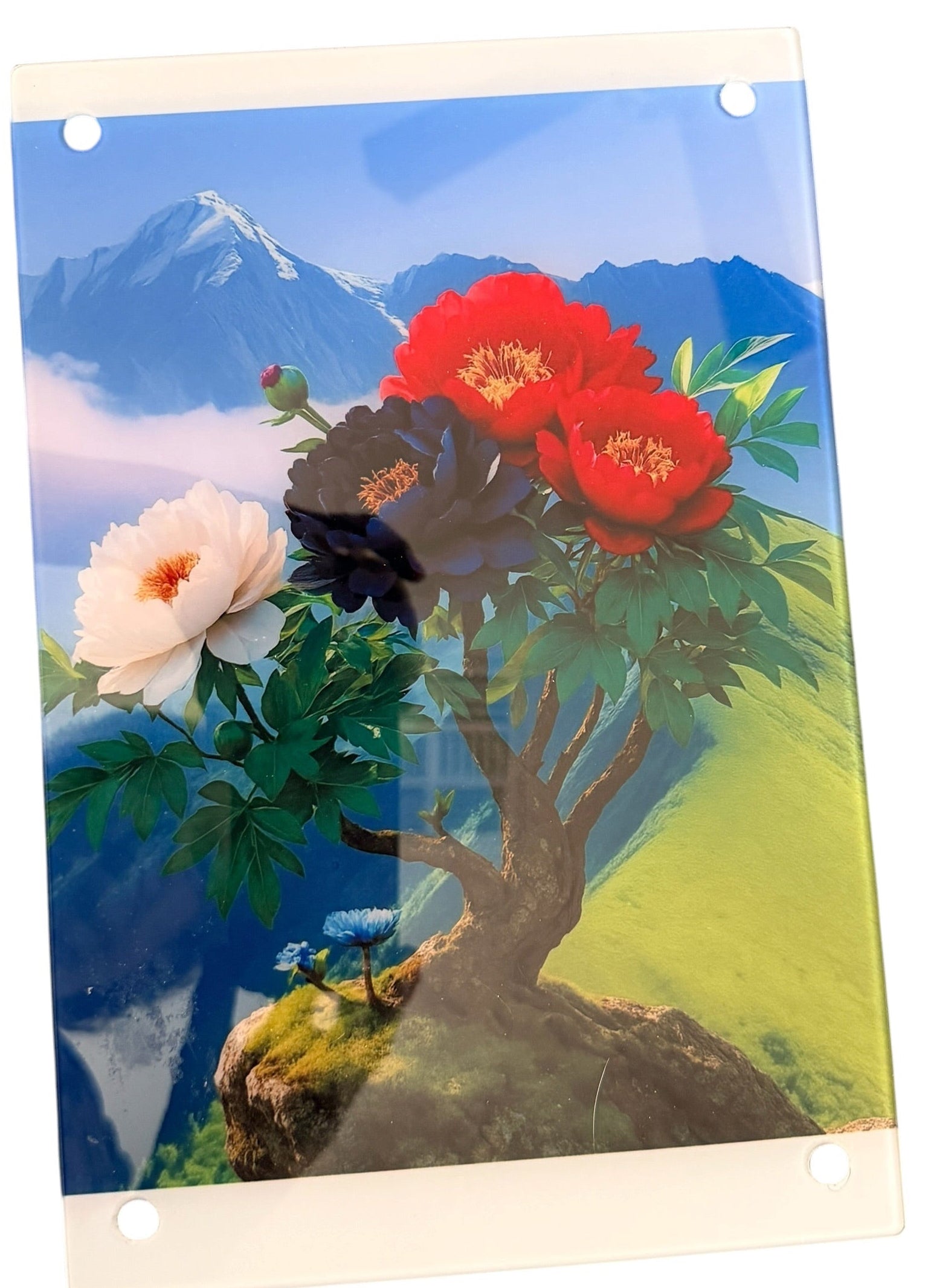 New Gorgeous Mountain Scene with Flowers.