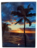 New Beautiful Tropical Sunset With Ocean & Palm Tree. 6" x 8" with Stand