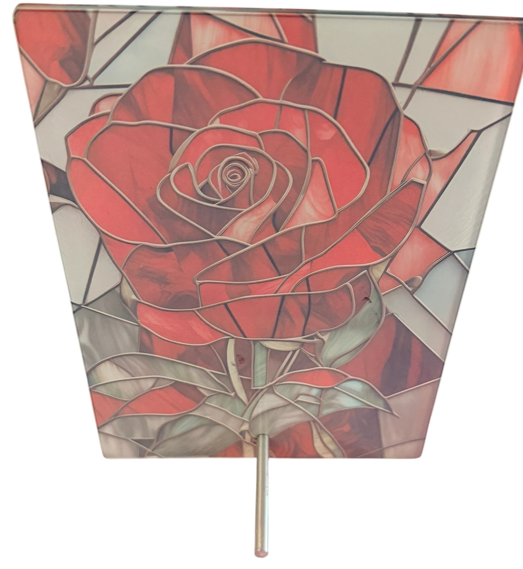 New Gorgeous Red Rose in Stained Glass Background.