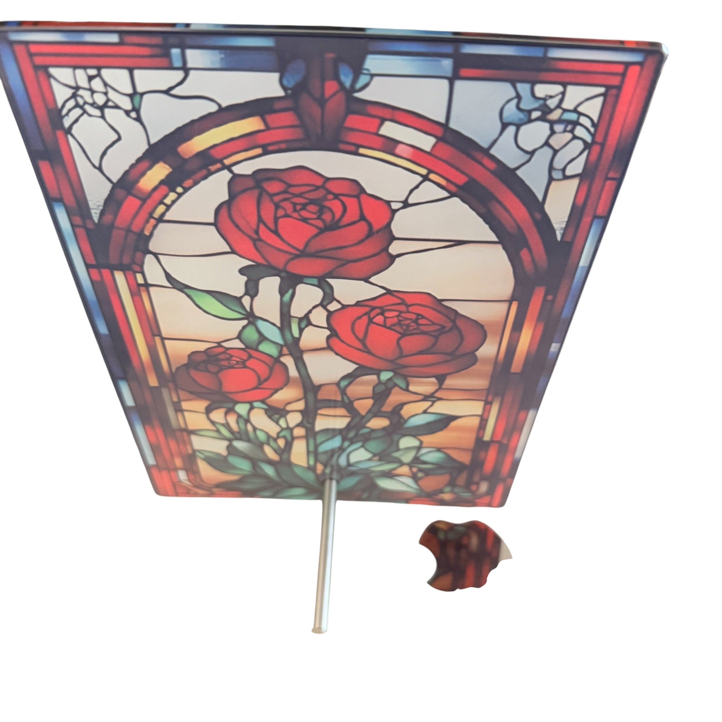 New Wonderful Roses on Stained Glass Theme Imprinted in Glass