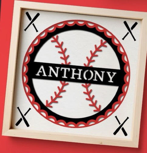 Customized Sports Shadow Box. Your Choice of Sport and Name