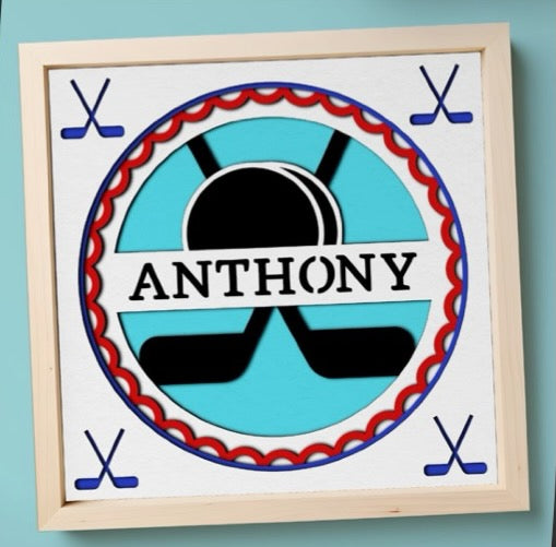 Customized Sports Shadow Box. Your Choice of Sport and Name