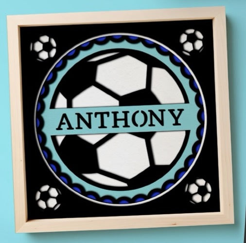 Customized Sports Shadow Box. Your Choice of Sport and Name